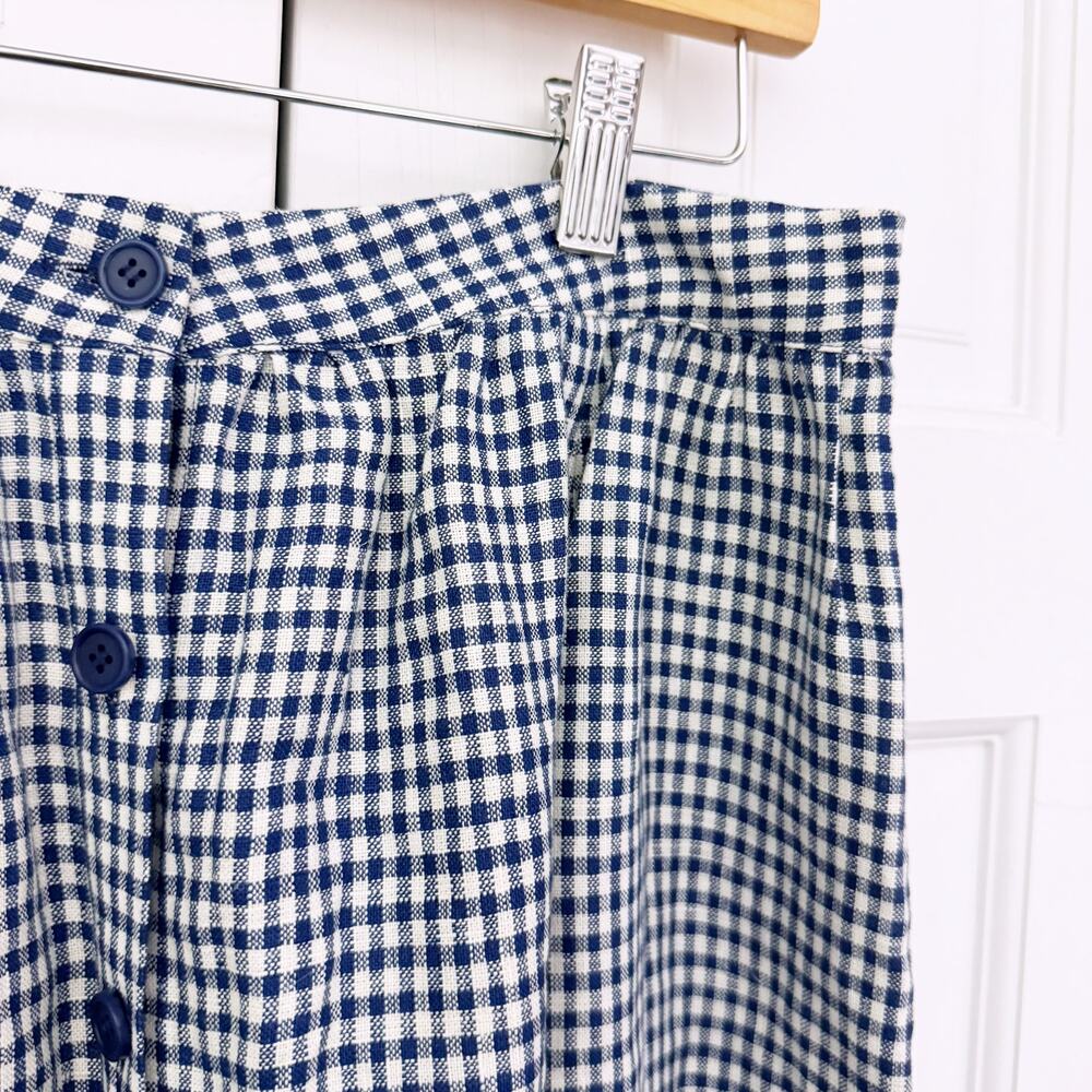 Reformation Orzo Linen Gingham Checkered Blue Skirt (Size 8) - Picture 5 of 9
